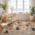 thumbnail image 3 of Design&I 3'x5' Washable Area Rug Low Profile & Durable Daily Traffic Ready Beige Halloween Cartoon Design Playful Ghosts Pumpkins Cats Motif for Home Office, Hallway, 3 of 7