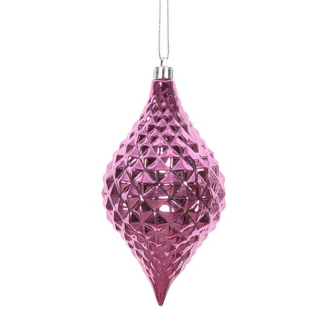 Vickerman N174979D 6 x 3 in. Pink Shiny Diamond Drop Ornament - 4 per Bag