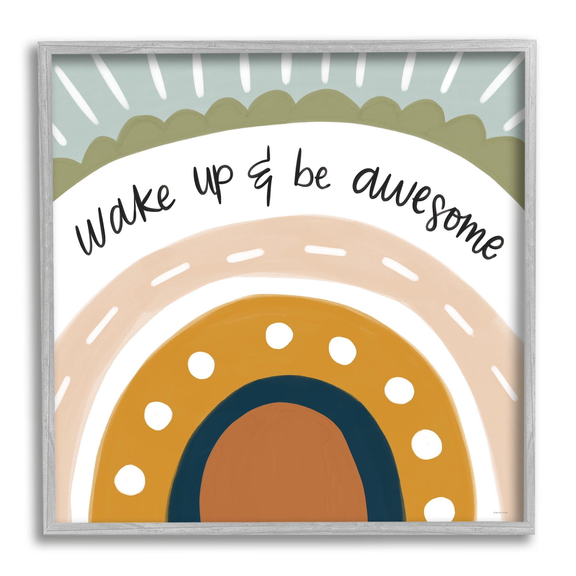Stupell Industries Wake Up & Be Awesome Abstract Patterned Rainbow,17 x 17, Design by Lady Louise Designs