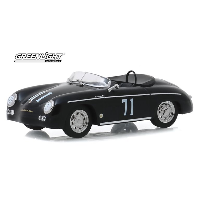 1958 Porsche 356 Speedster Super #71 Race Car, Black - Greenlight 86538 -  1/43 scale Diecast Model Toy Car