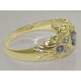 thumbnail image 4 of LBG 14k Yellow Gold Natural Tanzanite and Diamond Womens Band Ring (0.16 cttw, H-I Color, I2-I3 Clarity) - size 9.5, 4 of 5