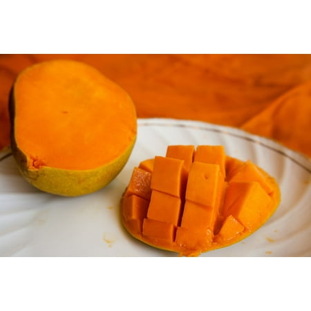 - LAMINATED POSTER Exotic Fruit Mango Sliced Fresh Ripe Orange Food Poster Print 24 x 36