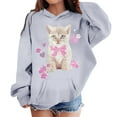 thumbnail image 2 of WOYY Hoodies for Girls Cute Cat Print Hooded Sweatshirt Casual Pullover Hoodie, Sizes 2-13, 2 of 4