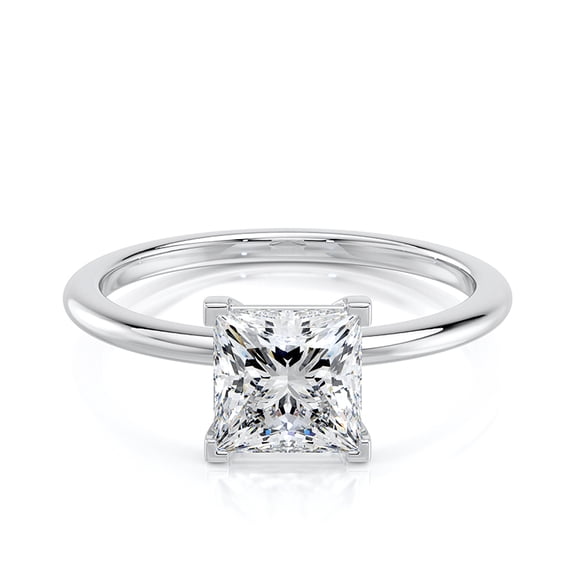 Oryn Jewel 1.76 Ct Princess Solitaire Classic Prong Set Diamond Engagement Ring - Lab-Created Round Brilliant Diamond - 14K White Gold Over for Women - Wedding & Anniversary Gift