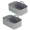 2 ollas para freidora de aire, utensilios de cocina para hornear de silicona para Ninja Dz201 Foodi 8qt (gris)