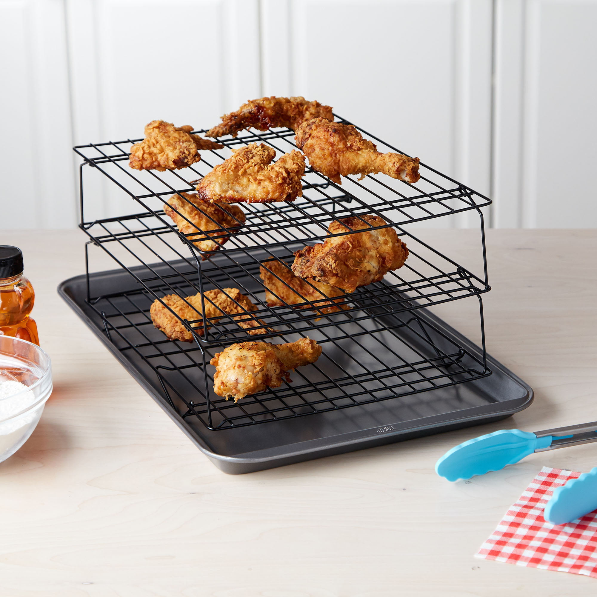Nifty 3-Tier Cooling Rack – Non-Stick Coating, Wire Mesh Design, Dishwasher  Safe, Collapsible Kitchen Countertop Organizer, Use for Baking Cookies