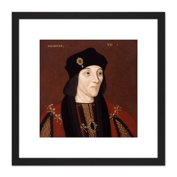 Anonymous Portrait King Henry VII England Painting 8X8 Inch Square Wooden Framed Wall Art Print Picture with Mount