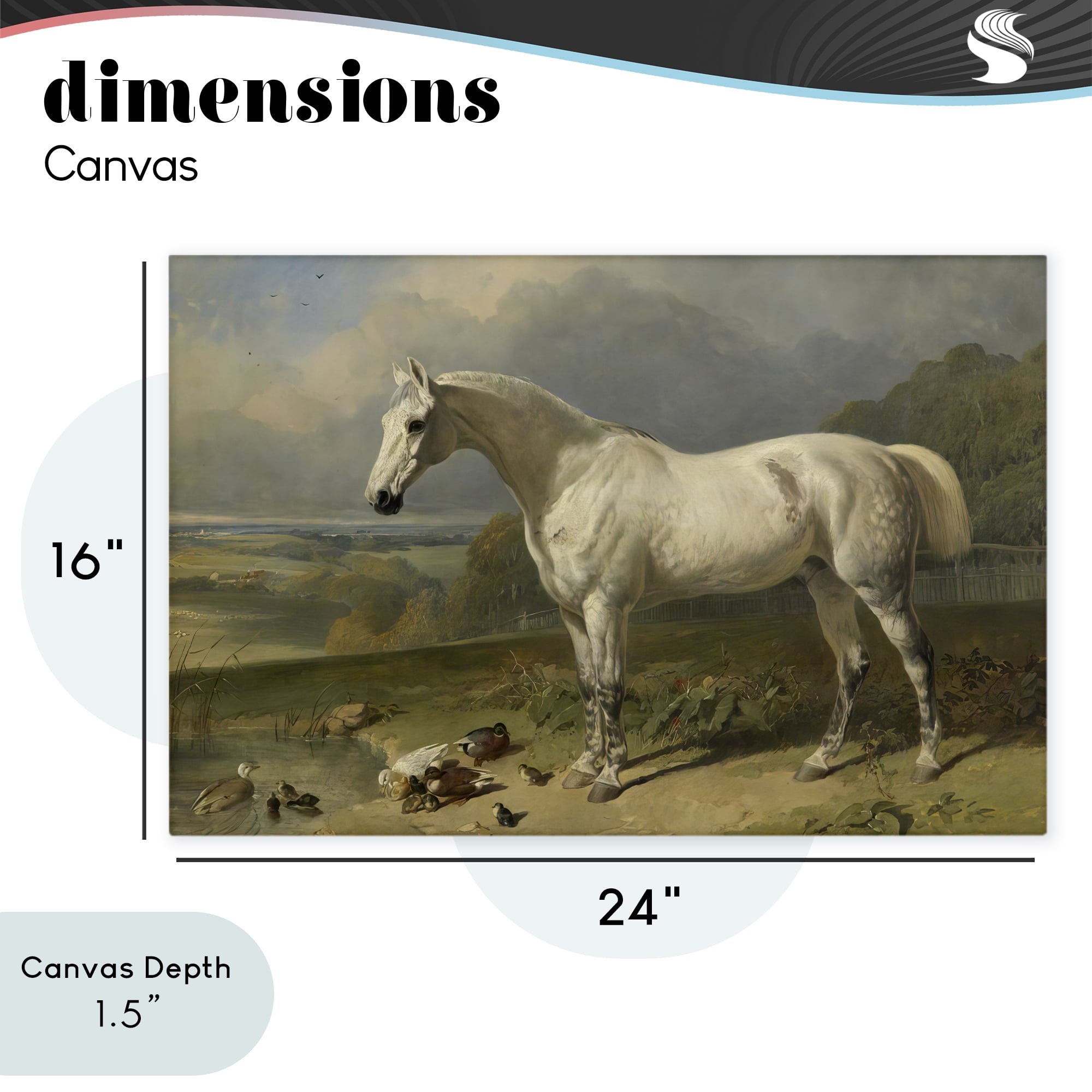 Stupell Industries Grey Horse And Ducks In Landscape Canvas Wall Art, design by Tina LeCour