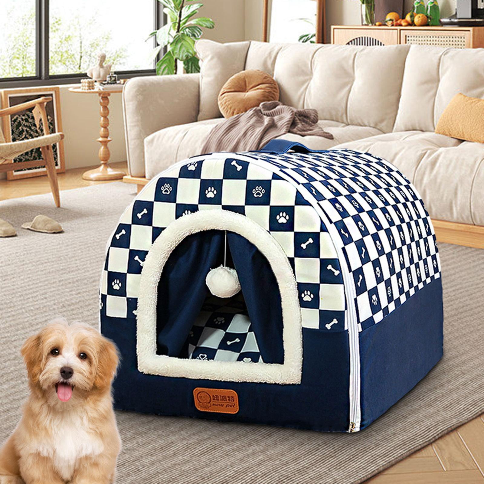 oshhni Cozy Small Dog House Indoor for Cat and for Dog Puppy Kitten Navy Blue XL