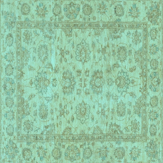 Ahgly Company Indoor Square Oriental Light Blue Traditional Area Rugs, 7' Square