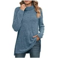 thumbnail image 1 of KIHOUT Spring Winter Womens Tops Casual Solid Color Pullover Round-Neck Turtleneck Long Sleeve Blouse Loose Blouse Tops, 1 of 8