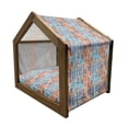 thumbnail image 2 of Abstract Pet House, Vertical Stripes in Colorful Design Grunge Brush Stroke Arrangement Hand Drawn, Outdoor & Indoor Portable Dog Kennel with Pillow and Cover, 5 Sizes, Multicolor, by Ambesonne, 2 of 5