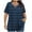 Navy, variant on Plus Size Women's Tops,Round Neck Cross Striped Gradient V-Neck Short Sleeve Blouses Black 3XL