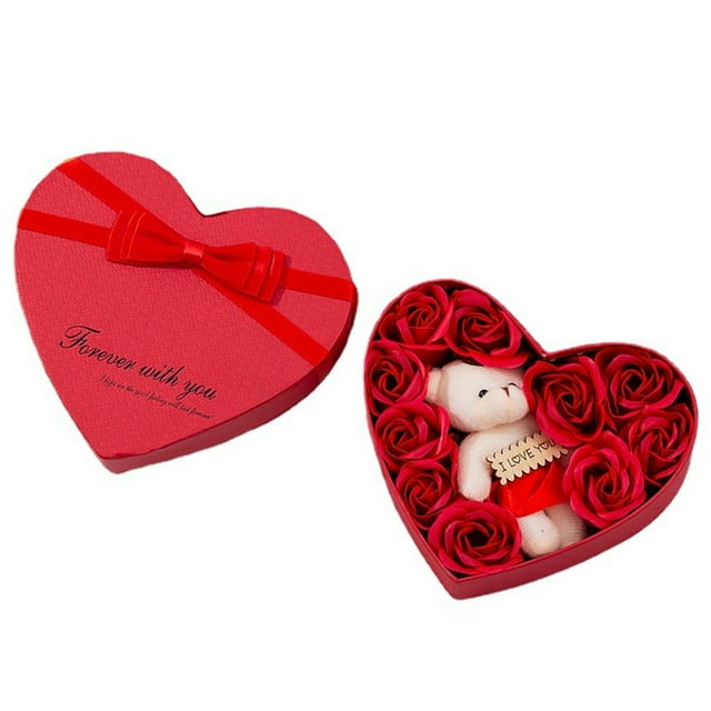 pstuiky Caja de regalo de rosa en forma de corazón. Regalo de San Valentín Navidad Día de la Madre cumpleaños.