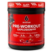 Six Star Pro Nutrition Pre-Workout Powder Explosion 2.0 Electrolyte Matrix, Fruit Punch, 9.52 oz