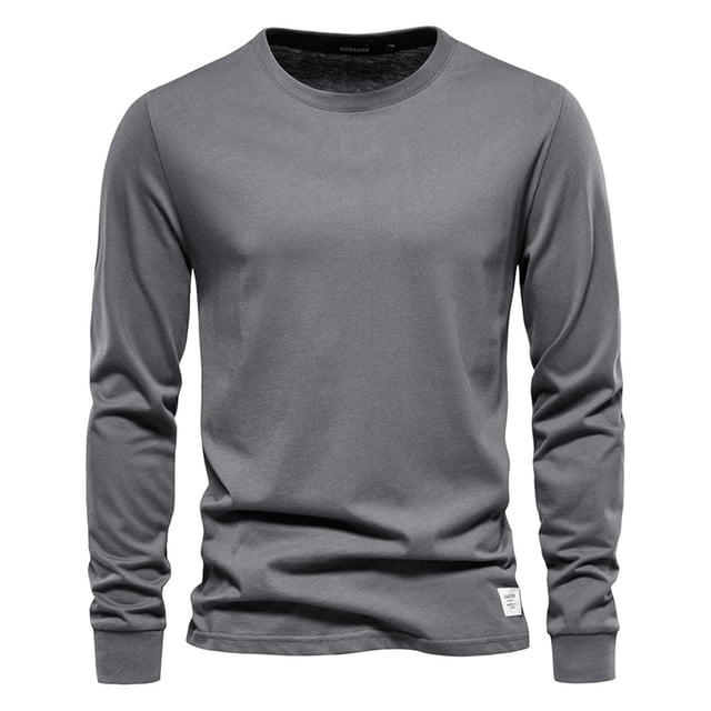 TOOYOU Men's T-Shirt Long Sleeve Compression Solid Color Winter Warm Underwear Tee Tops Sports Workout Shirts Mens Basic Tees Gray