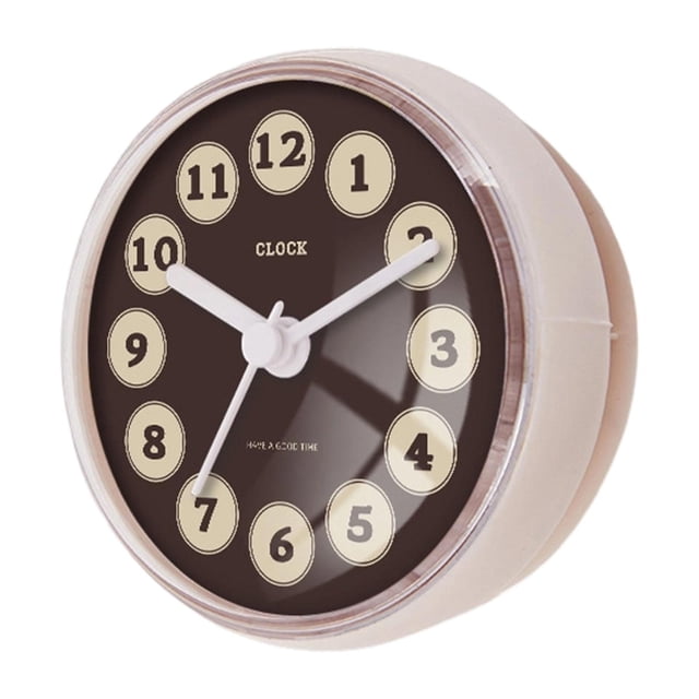 Reloj de pared para ducha compacto, antivaho, impermeable, pequeño, con ventosa Estilo E