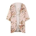 thumbnail image 4 of Kimono Cardigan Beige,Kimono Cardigans for Women Summer Short Chiffon Floral Sun Cover Up Top Lightweight Boho Shawl Beach Open Front, 4 of 5