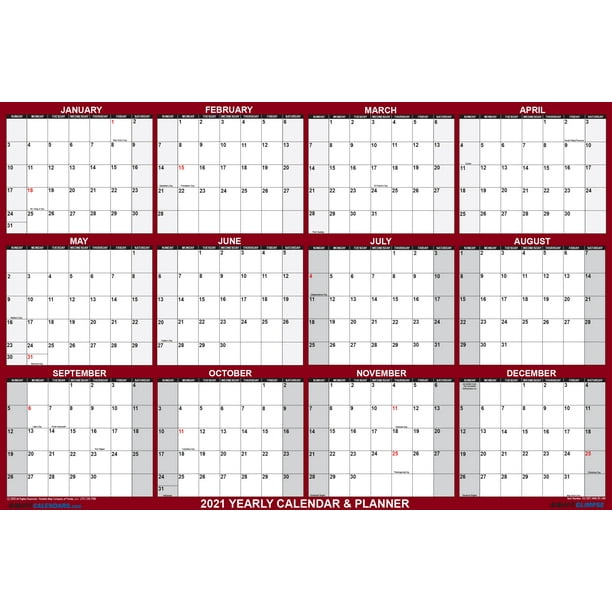 Swiftglimpse 48 X 72 Yearly 21 Wall Calendar Erasable Horizontal Maroon Walmart Com Walmart Com