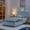Navy Boucle Fabric Foam, variant on XIZE Twin Upholstered Bed with Oversized Rabbit Ear Headboard, LED Lighting, and Four Storage Drawers, Fabric Finish