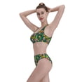thumbnail image 5 of Daiia Cute Tribal Leopards printed 2 piece Swimsuit Bikinis for Women High Waisted Racerback Bathing Suits Summer Tummy Control Scoop Neck Swimwear-Medium, 5 of 8