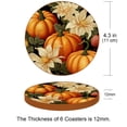 thumbnail image 3 of Thanksgiving 6PCS Microfiber Leather Round Coasters, 11x11 cm/4.3x4.3 in - Set of 6 Drink Coasters for Home and Office Use, 3 of 6