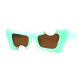 thumbnail image 1 of Womens Avant Garde Hole Punch Cropped Thick Plastic Mod Sunglasses Green Brown, 1 of 4
