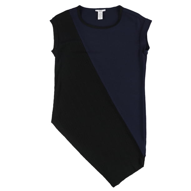 Blusa de punto asimétrica bar III con bloques de colores para mujer Azul XX-Small