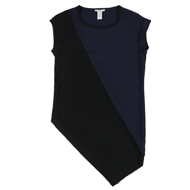 Blusa de Punto Asimétrica con Bloques de Color Bar III Azul Mediana