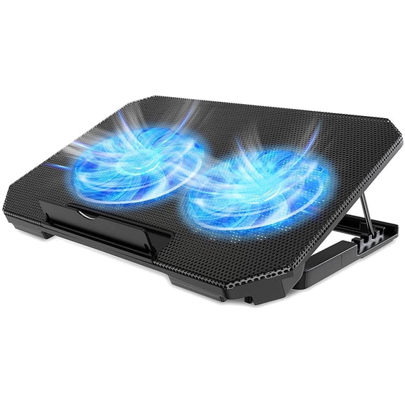 Laptop Cooling Pad with Adjustable Height Two 5.1 Inches Fan 2 USB Ports Suitable for 12"-15.6" Laptops（Black）