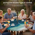 thumbnail image 3 of Round Outdoor Tablecloth with Umbrella Hole and Zipper, Blue Waves Tablecloth with Elastic Waterproof, Rustic Abstract Beach Ombre Stripes Art Patio Table Covers for 45" - 54" Picnic Pool Tables, 3 of 9
