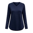 thumbnail image 6 of jjayotai Womens T Shirts Long Sleeve V Neck Basic Tee Curved Hem Tops Casual Loose Fitted Soft Fall Tops Outfits, 6 of 6