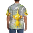 thumbnail image 3 of Lsque Pikmin print Men's Cuban Collar Short Sleeve Shirt Summer Beachwear Casual Button Down Fashionable Vacation Leisure Shirt-3X-Large, 3 of 7
