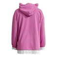 thumbnail image 5 of Lace Hoodies for Women 2025 Fall Winter Long Sleeve Cute Lace Trim Hooded Sweatshirt with Pockets Pullover Tops, 5 of 6