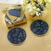 Kate Aspen Under The Stars Glass Coaster with Holder (Set of 6), Home D cor & Gift Set, Party Favor, Take Home Gift, Wedding Decoration, Navy Under The Stars (Set of 6)