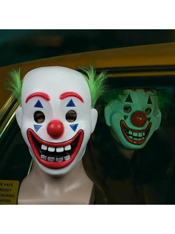 Topumt Joker Mask Cosplay Horror Clown Mask with Green Wig Halloween