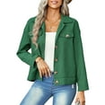 thumbnail image 1 of SAYOO Chaqueta de manga larga para mujer, abrigo ajustado con cuello vuelto y botones de color liso, prendas de vestir exteriores informales de estilo callejero simple SAYOO  S M L XL, 1 of 8
