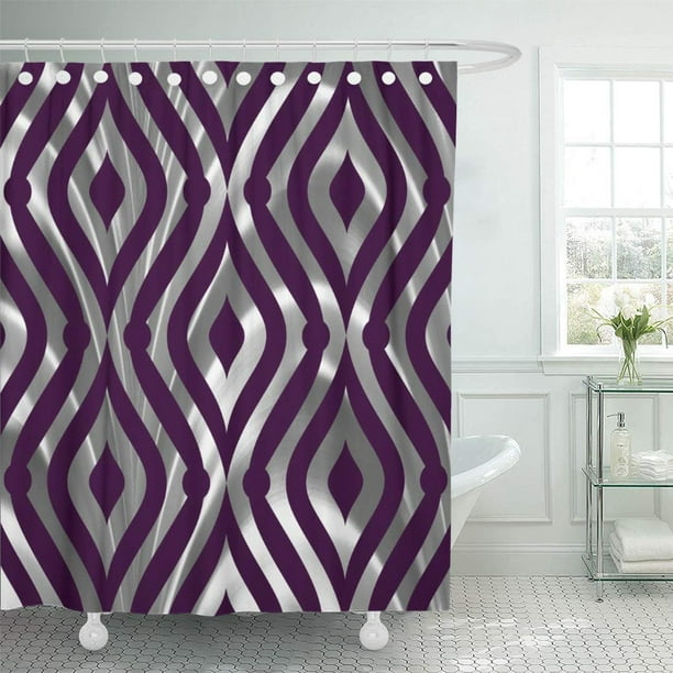 Atabie Gray Elegant Silver And Purple, Shower Curtain Purple And Grey