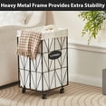 thumbnail image 7 of Collapsible Laundry Baskets with Wheels,Laundry Hamper with Removable Lined for Easy Cleaning,Sturdy Metal Frame Storage Basket for Clothes,Toys,Towels,Black+White, 7 of 7