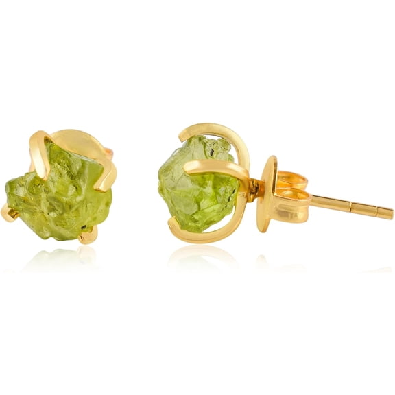 Raw Stone Gold Stud Earrings For Women Natural Raw Gemstone Dainty Pair, Birthstone Energy Crystals Jewelry in 14K Gold Plating Flat Back Stud Earrings Trendy Gifts[s792]