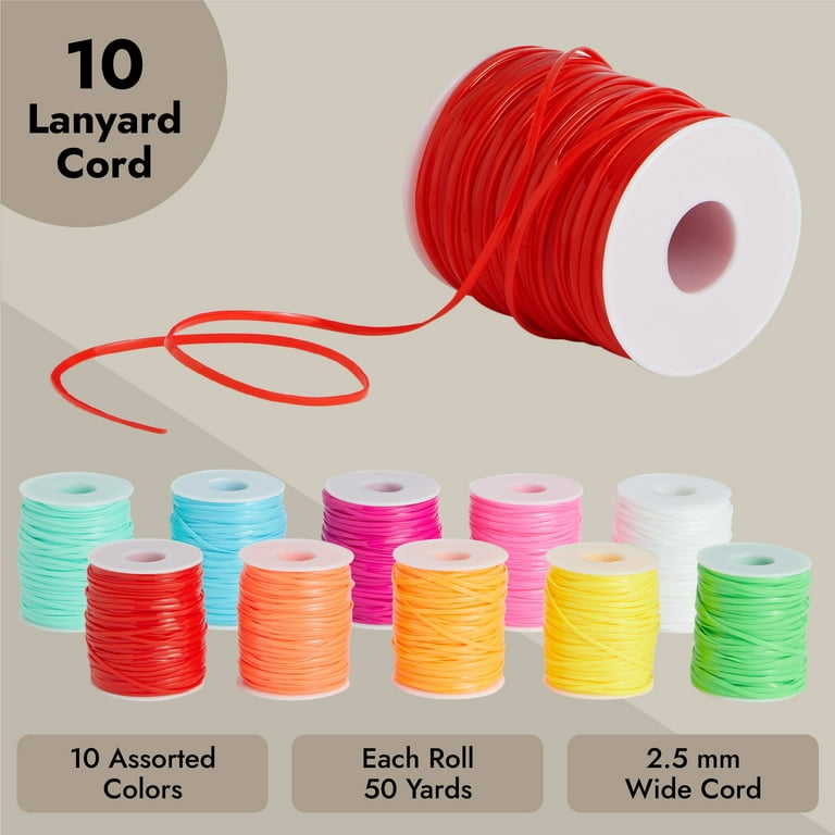 10 Plastic Lacing String Cord for DIY, 10 Colors, 2.5 x 1mm, 50 Yards Length