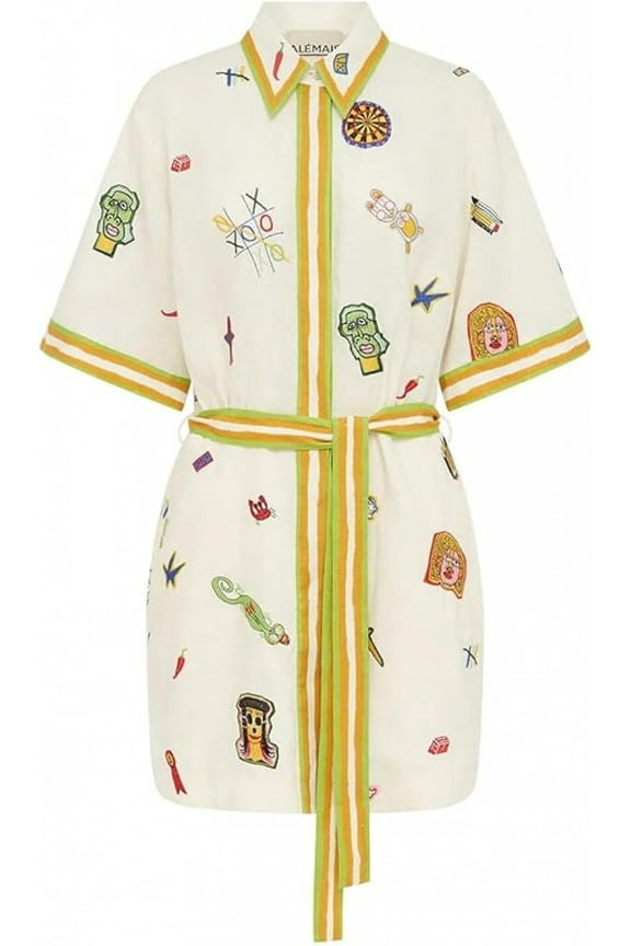 Floral Y2k Graffiti Graphic Mini Sundress for Women- Cute Colorful Short Sleeve Shirt Dress with A-Line Lace Up Detail