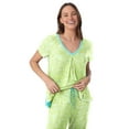 thumbnail image 4 of Layla Women's Sleepwear 2-Piece Knit Short Sleeve Top and Pant Pajama Set, Sizes XS-4X, 4 of 6