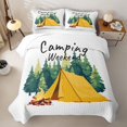 thumbnail image 2 of Catabedysis Cartoon Camping Twin Quilt Set,Tent Print Twin Coverlet Set For Boys,Multicolor,3-Piece, 2 of 7