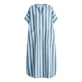 thumbnail image 4 of ZHOGXU Women's Dresses Summer Short Sleeve V Neck Striped Print Lightweight Comfortable Loose Fit Dress With Pockets For Casual Daily Wear,Blue,Xl, 4 of 4