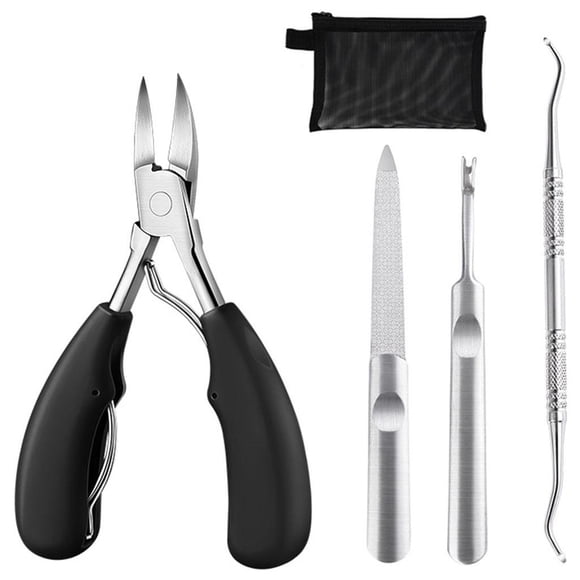 Juego de cortaúñas con mango, pinza para uñas de los pies, de uñas Negro jinwen Cortauñas