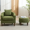 thumbnail image 2 of ARCTICSCORPION Modern Linen Wood Tufted Accent Chair with Ottoman and Thick Cushion, Olive, 2 of 7