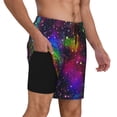 thumbnail image 2 of Yiaed Bright Universe Print Mens Swim Trunks Bathing Suit Compression Liner Beach Swim Shorts Swimwear Quick Dry Zipper Pocket No-Chafing Board Short-3X-Large, 2 of 6