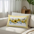 thumbnail image 6 of Yellow Sunflowers Floral Throw Pillow Covers Pastoral Wildflowers Leaf Yellow Plaid Decorative Lumbar Pillow Cover Rectangle Cushion Case for Sofa Couch Bed Living Room Bedroom 20 X 30 Inches, 6 of 9