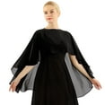 thumbnail image 3 of Fldy Woman Chiffon Cape Wrap Shawl Capelet Poncho Bridesmaid Shrug Cover Up for Wedding Evening Dress Black One Size, 3 of 7